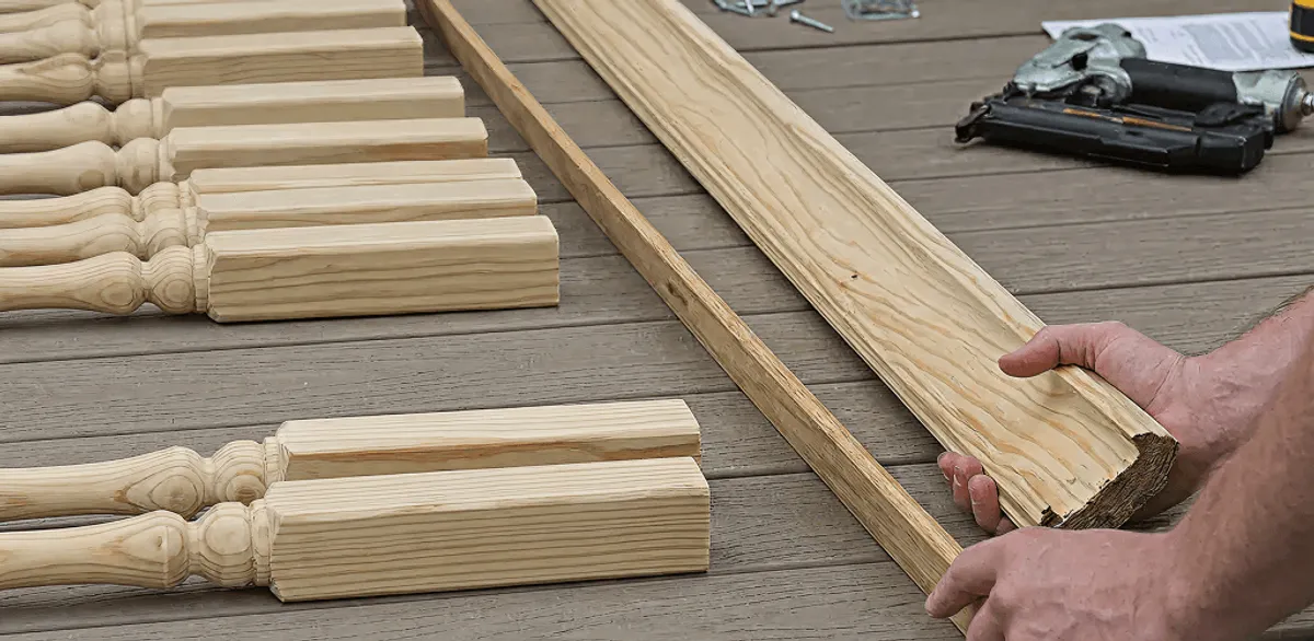 Handrail installation materials and wood components for stair rail work in Chula Vista, CA